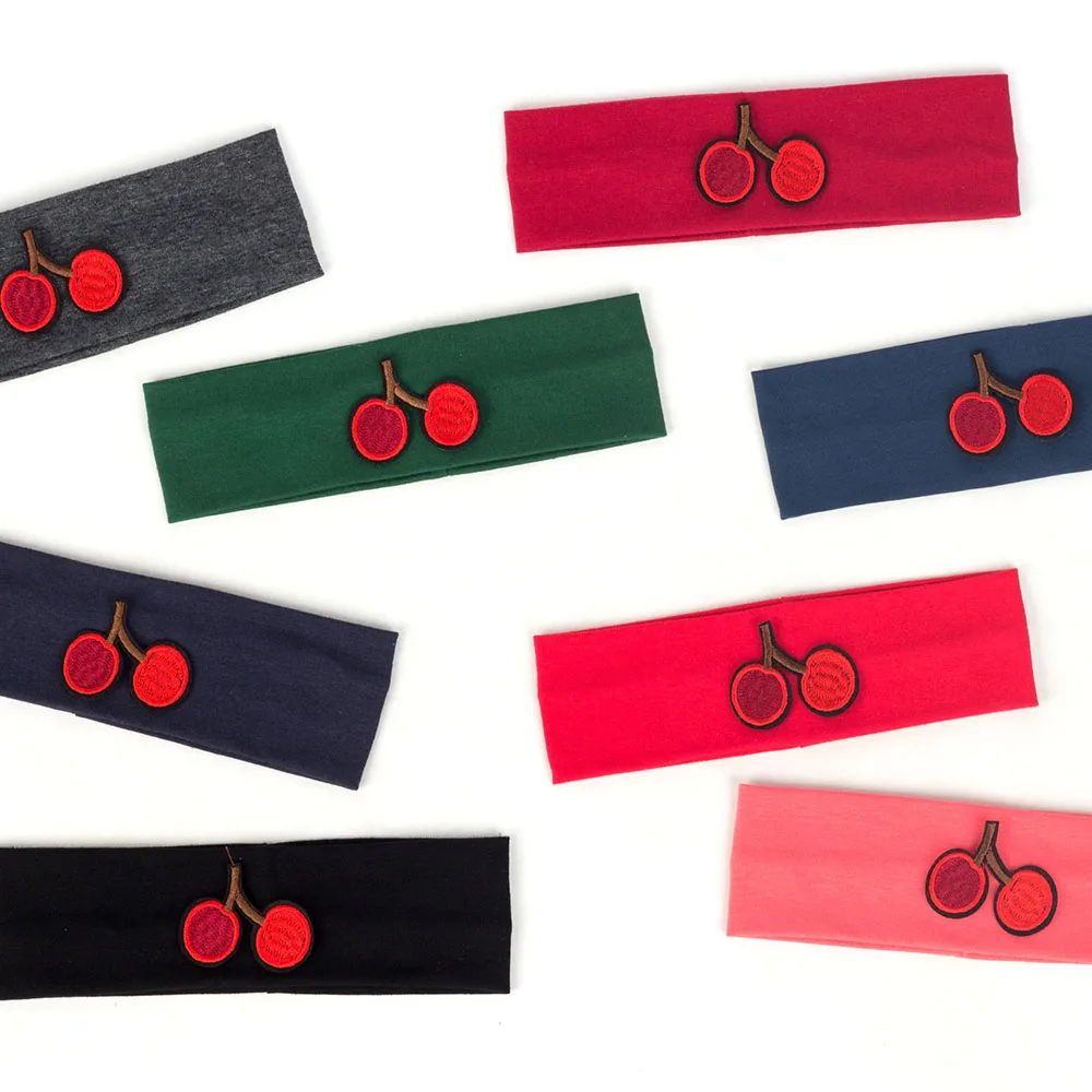 Geebro Newborn Baby Boy Girls Cherry Flat Headbands Soft Child Kids Cotton Stretch Headwear Head Wrap New born Kids Gift - Image 6
