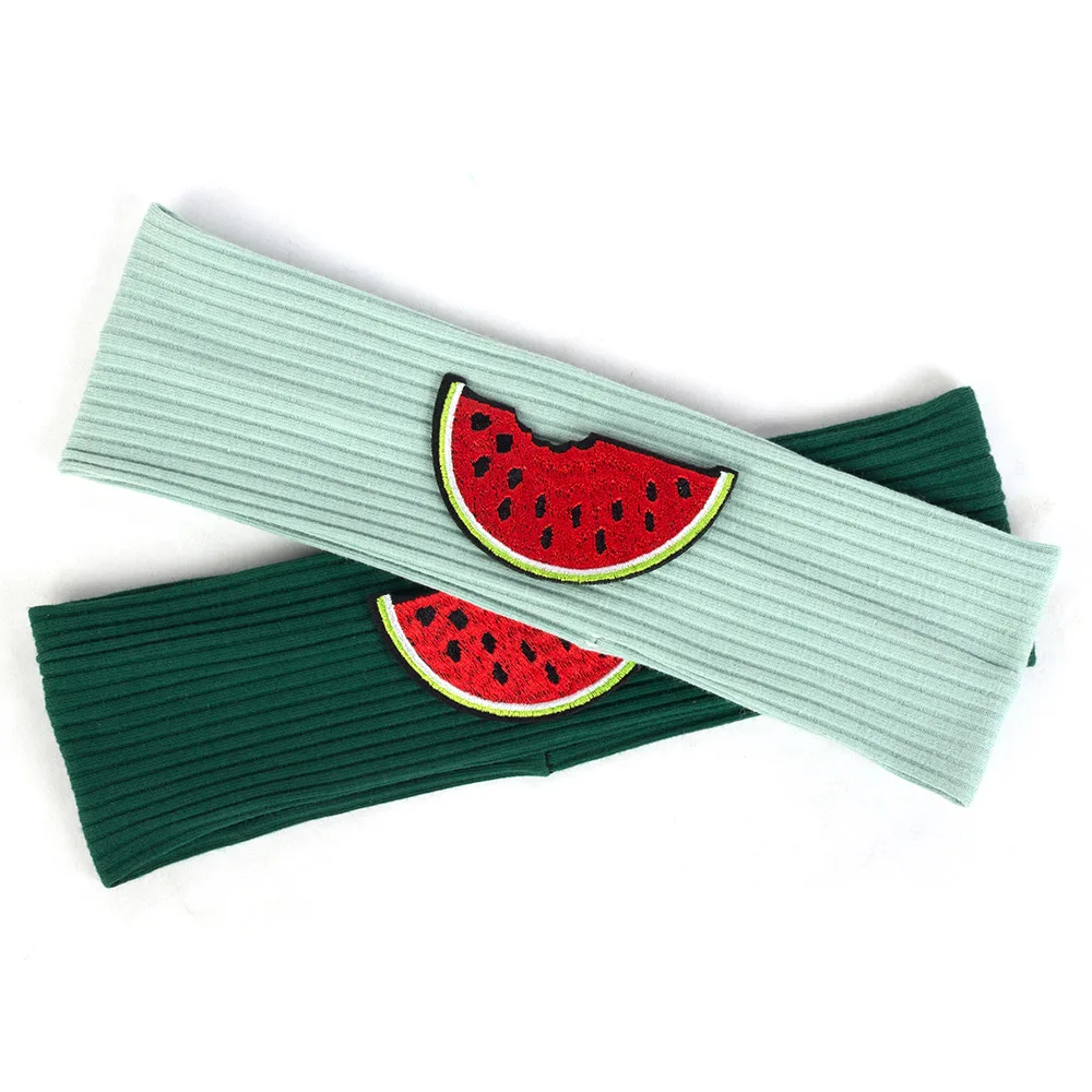 Geebro Child Watermelon Patch Elastic Solid Cotton Ribbed Sports Headbands Cute Baby Girls Boys Turbans Headwear Hair Accessorie - Image 2