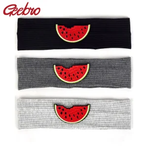Geebro Child Watermelon Patch Elastic Solid Cotton Ribbed Sports Headbands Cute Baby Girls Boys Turbans Headwear Hair Accessorie