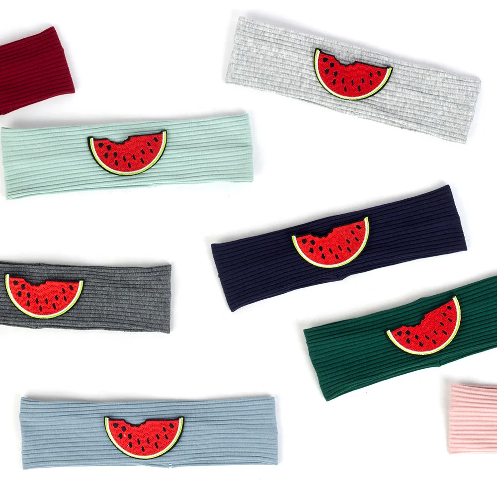 Geebro Child Watermelon Patch Elastic Solid Cotton Ribbed Sports Headbands Cute Baby Girls Boys Turbans Headwear Hair Accessorie - Image 6