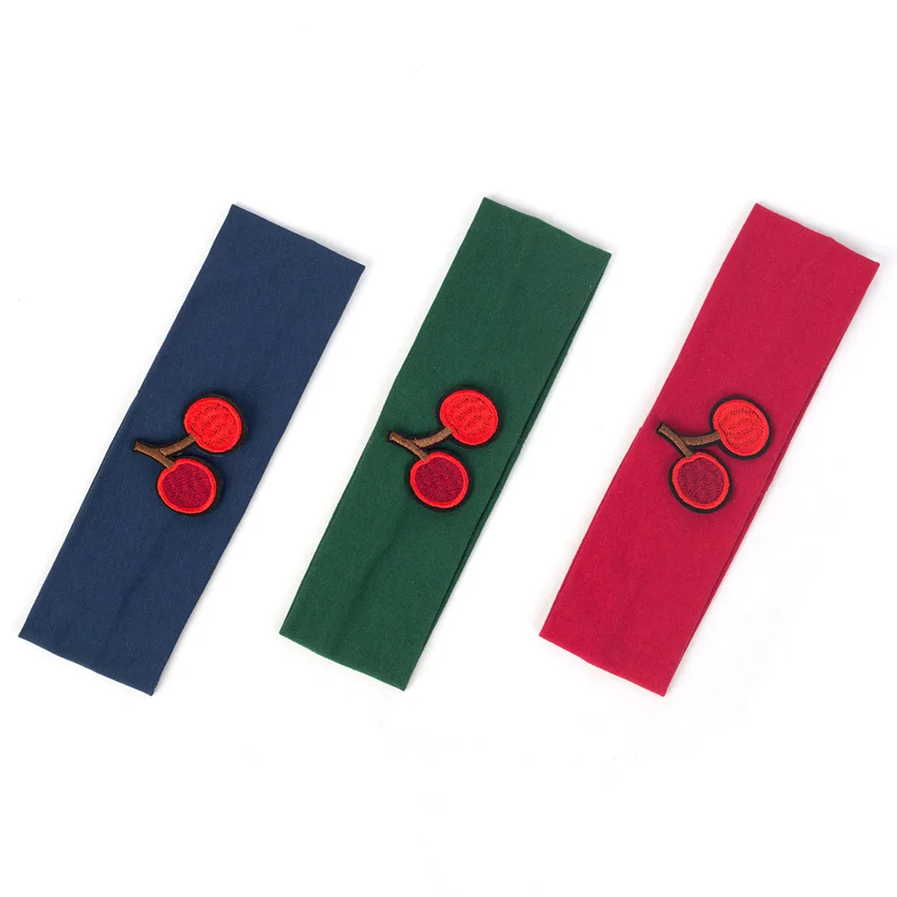 Geebro Newborn Baby Boy Girls Cherry Flat Headbands Soft Child Kids Cotton Stretch Headwear Head Wrap New born Kids Gift - Image 2
