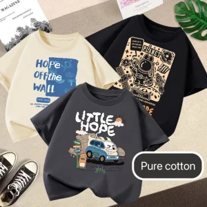 1pcs Summer Boys Car Cartoon Tees Fashion Tops Childrens Short Sleeve Clothes Printed Pattern T-shirts Child Loose Casual Tshirt