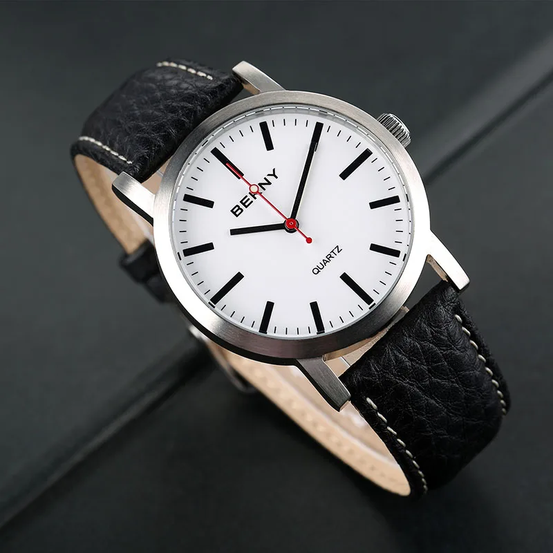 BERNY Men Trackway Watch Quartz Clock Male Leather Strap Fashion Trackroad Wristwatch Waterproof mens watches top brand luxury - Image 3