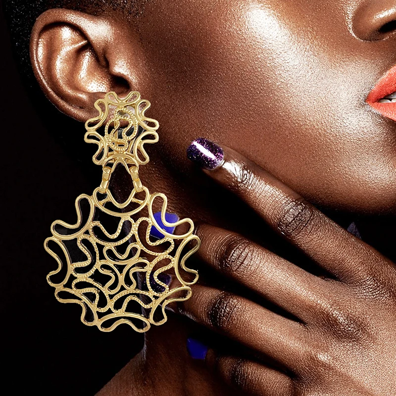 Vintage Women Earrings Fashion Jewelry Two Tone Big Drop Earrings Wedding Party Gift Trending - Image 2