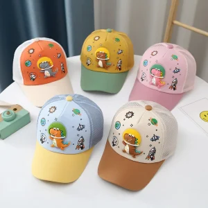 Summer Kids Mesh Duckbill Hat Boys Girls Thin Breathable Sunshade Baseball Hats Cute Dinosaur Children Peaked Cap Baby Visors 모자