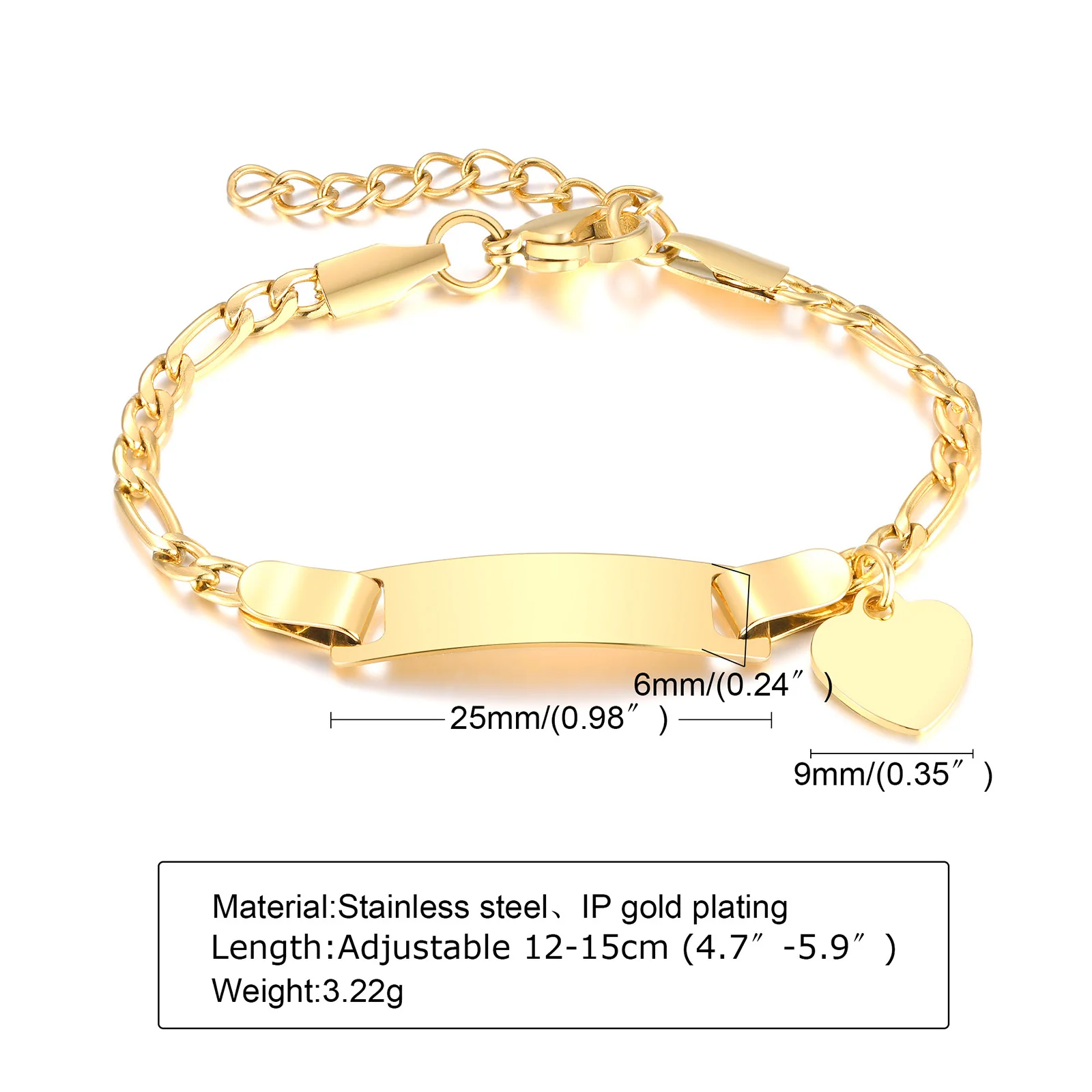 Vnox Customize Baby Name Bracelets for Girls Boys ,Custom Name Birth Date Bangle,Stainless Steel Heart Charm Bracelet Gift - Image 5