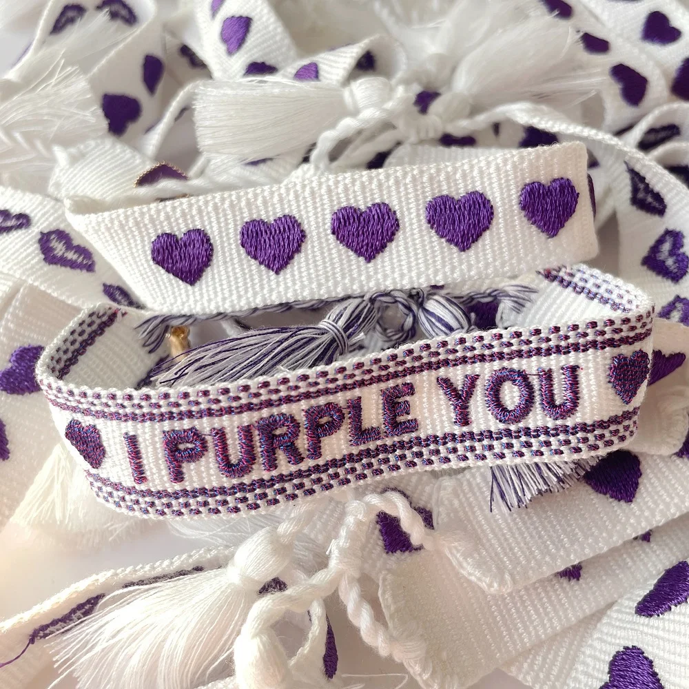 Woven Concert Bracelets with Purple Hearts, Lettering SPRING DAY, BOY WITH LUV. Jewelry Gift for You and your loved ones - Image 5