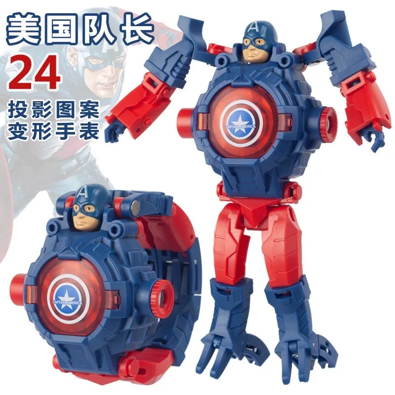 Children Watches Spiderman 24 Projection Patterns Toys for Boy Deformation Robot Projection Electronic Clock Kids Christmas Gift - Image 4