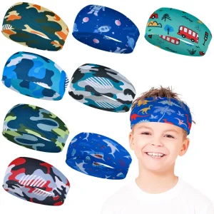 Boys Sports Non Slip Athletic Sweatband Football Headband Elastic Sweat Absorbing Hairband For Kids Basketball Soccer Baseball