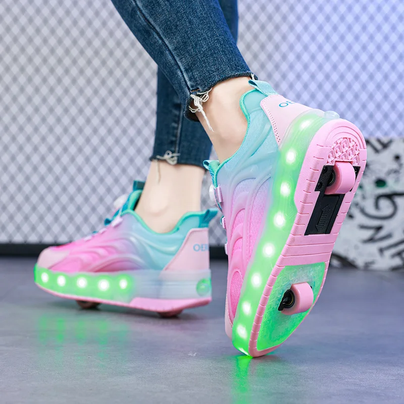 Two Wheels Children's Led Light Roller Skate Shoes For Kids Boys Girls Glowing Sports Luminous Sneakers Skateboard USB Charging - Image 5