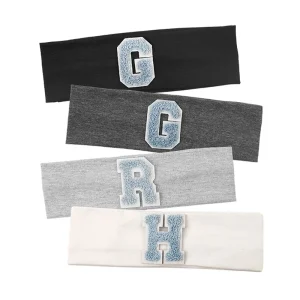 Geebro Baby Boys Girls Blue Letter Cotton Headbands Child Kids Soft Solid Elastic Casual Headwear Hair Band Hair Accessories