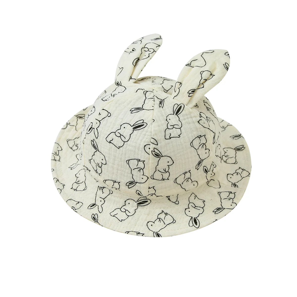 Spring Autumn Soft Baby Bunny Ear Bucket Hat Muslin Cotton Fisherman Hats Children Summer Toddler Boys Girls Panama Sun Caps Kid - Image 4