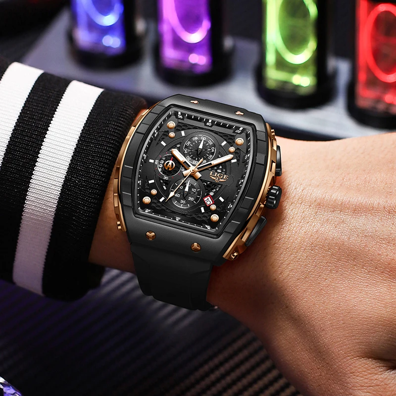 LIGE Man Watch Fashion Luxury Waterproof Silicone Strap Quartz Men's Watches Luminous Sports Auto Date Chronograph Simple Clocks - Image 6