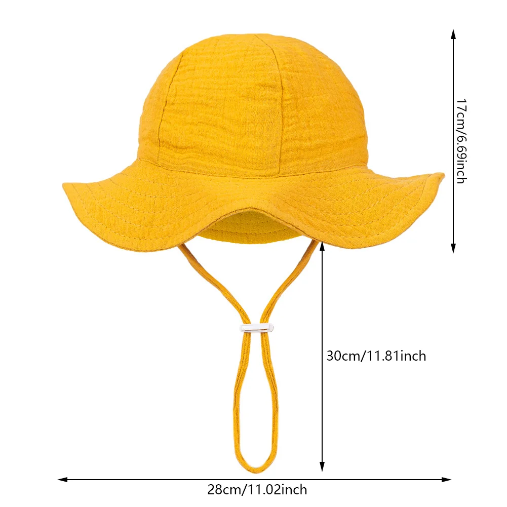 Floral Print Baby Bucket Hats Adjustable Solid Caps for Infant Boys Girls Sunscreen Outdoor Beanies Beach Fishing Headwraps - Image 3