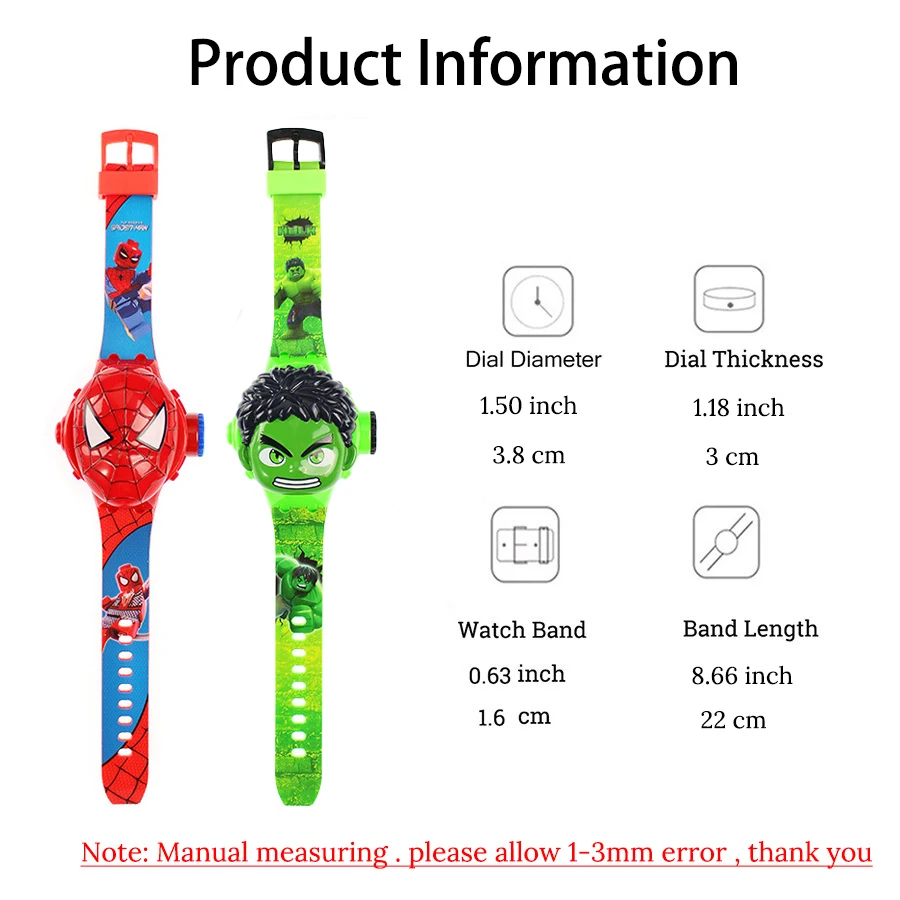 Fashion Spider-Man Projection Kids Watches for Boys Captain America Iron Man Children's Watch Digital Clock Student Toys Gifts - Image 2