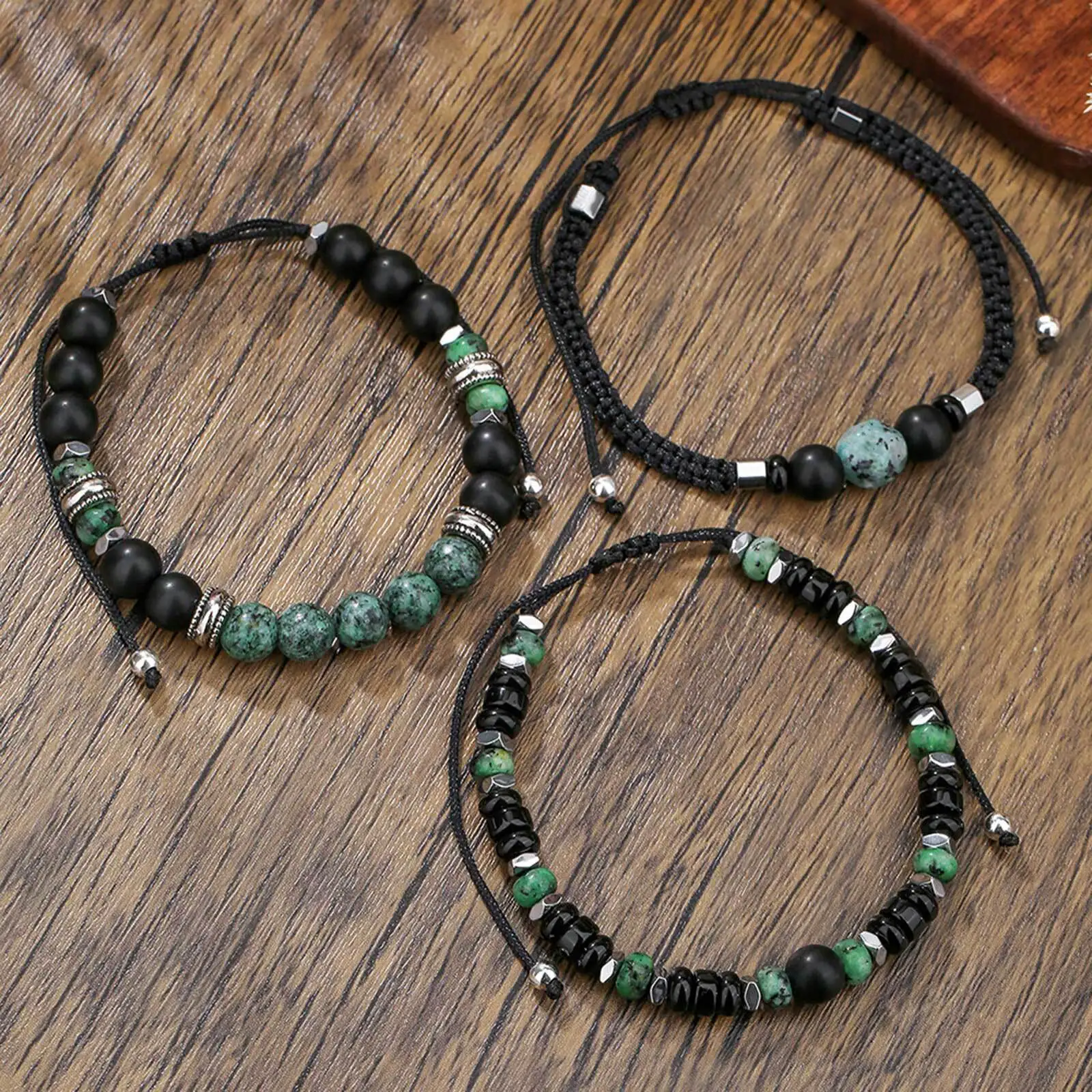 Ethnic Bead Bracelet for Men Boys,Layered African Pine Bead Wristband,Punk Jewelry Gift - Image 5