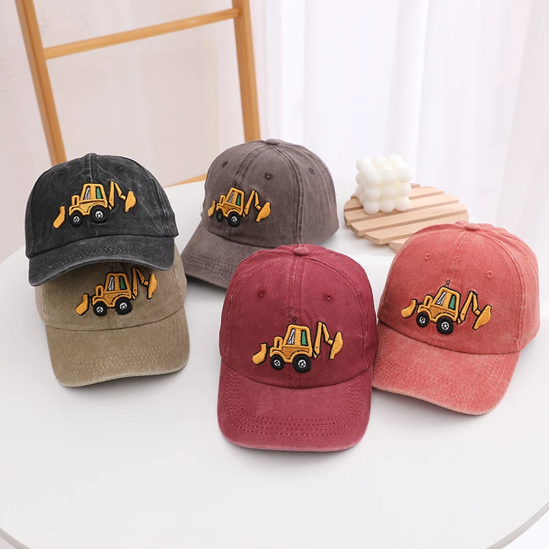 School Kids Baseball Hats Bulldozer Excavator Embroidered Boys Outdoor Summer Children Caps for 2-8Years Baby Sports Hats - Image 6