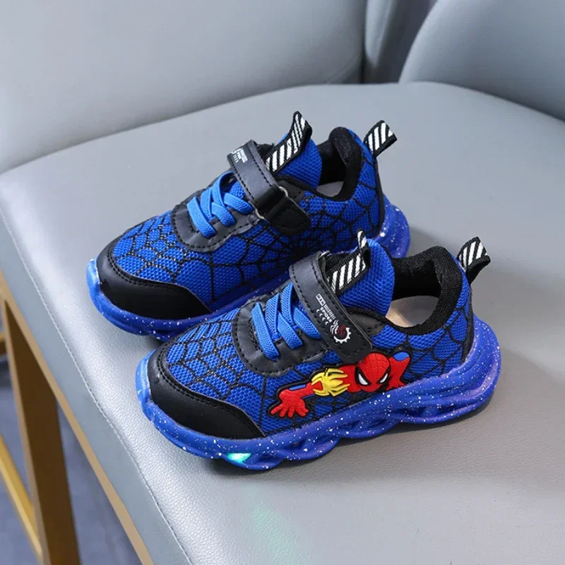 Spring Autumn Boys Spiderman Mesh Breathable Sport Shoes Disney LED Children's Sneakers Kids Casual Shoes Light Shoes for 0-6Y - Image 5