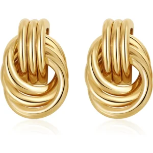 14K Gold Plated Knot Earrings for Women Lightweight Hypoallergenic Earrings Fashion Accessories Gold Jewelry Gifts for Womens