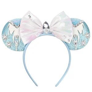 NEW Frozen Snowflake Mouse Ears Headband Girls Boys Sequin 5"Bow Hairband Christmas Festival Party Cosplay Hair Accessories