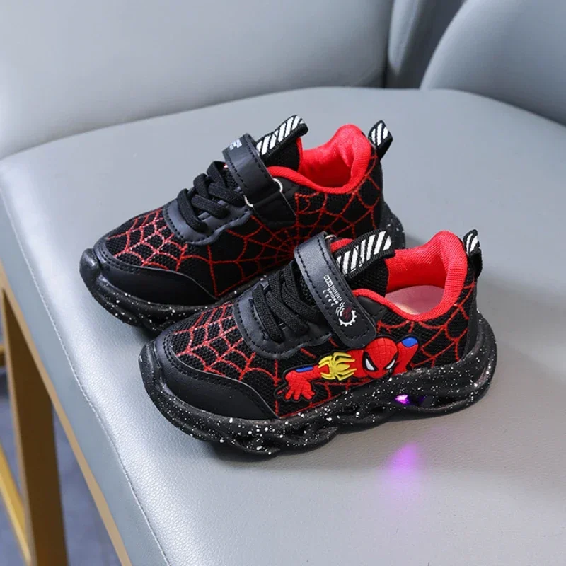 Spring Autumn Boys Spiderman Mesh Breathable Sport Shoes Disney LED Children's Sneakers Kids Casual Shoes Light Shoes for 0-6Y - Image 6