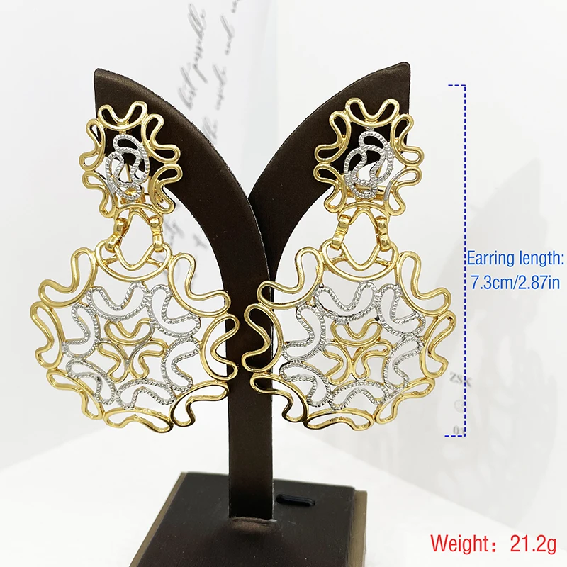 Vintage Women Earrings Fashion Jewelry Two Tone Big Drop Earrings Wedding Party Gift Trending - Image 3