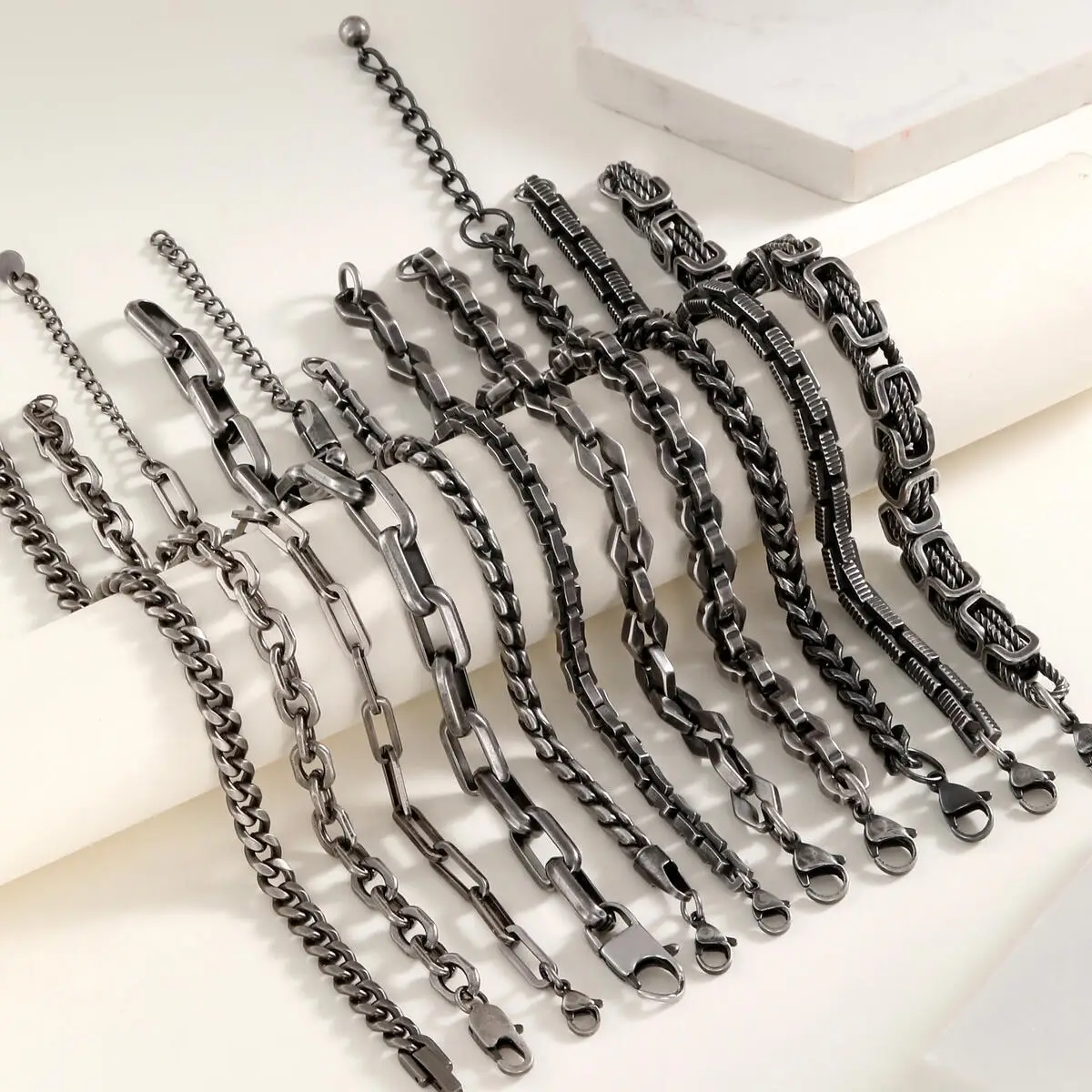 Vintage Chain Bracelets for Men Boys,Byzantine Stainless Steel Braided Link Wristband,Retro Jewelry Birthday Father Gifts - Image 2