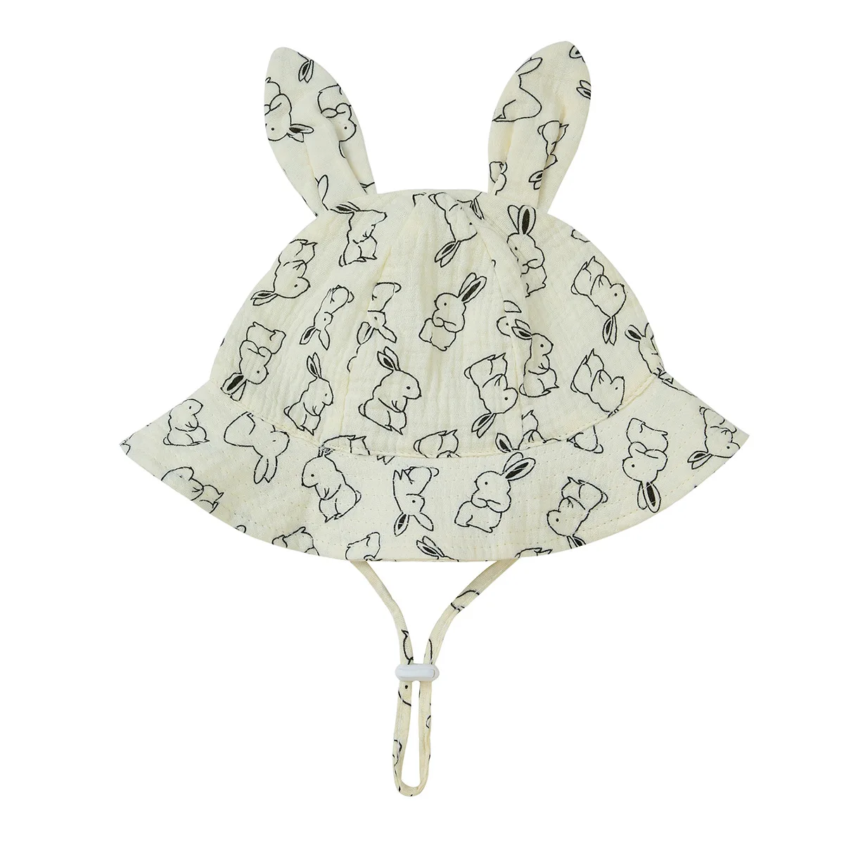 Spring Autumn Soft Baby Bunny Ear Bucket Hat Muslin Cotton Fisherman Hats Children Summer Toddler Boys Girls Panama Sun Caps Kid - Image 3