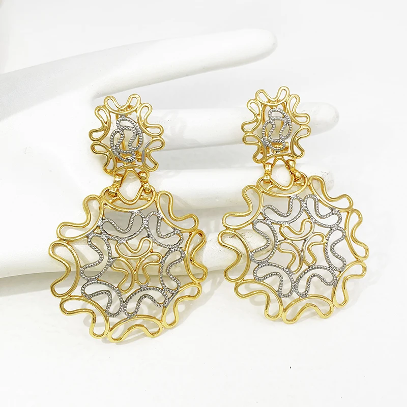 Vintage Women Earrings Fashion Jewelry Two Tone Big Drop Earrings Wedding Party Gift Trending - Image 4