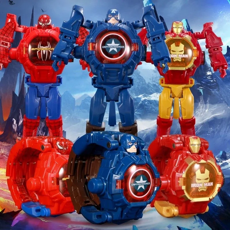 Children Watches Spiderman 24 Projection Patterns Toys for Boy Deformation Robot Projection Electronic Clock Kids Christmas Gift - Image 5