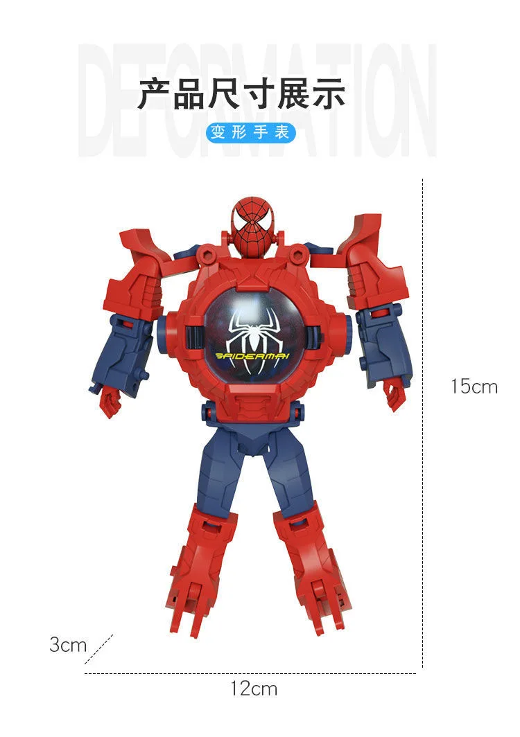 Children Watches Spiderman 24 Projection Patterns Toys for Boy Deformation Robot Projection Electronic Clock Kids Christmas Gift - Image 6