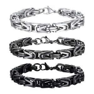 Chunky Byzantine Chain Bracelets For Men Boys,v-shape Stainless Steel Chain Link Wristband,vintage Jewelry Accessories Men Gifts