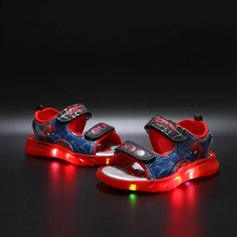 Disney Marvel Boys Girls Spider-Man Princess Led Light Up Luminous Sports Sandals Summer Kids Sandals Non-slip Toddler Shoes - Image 4