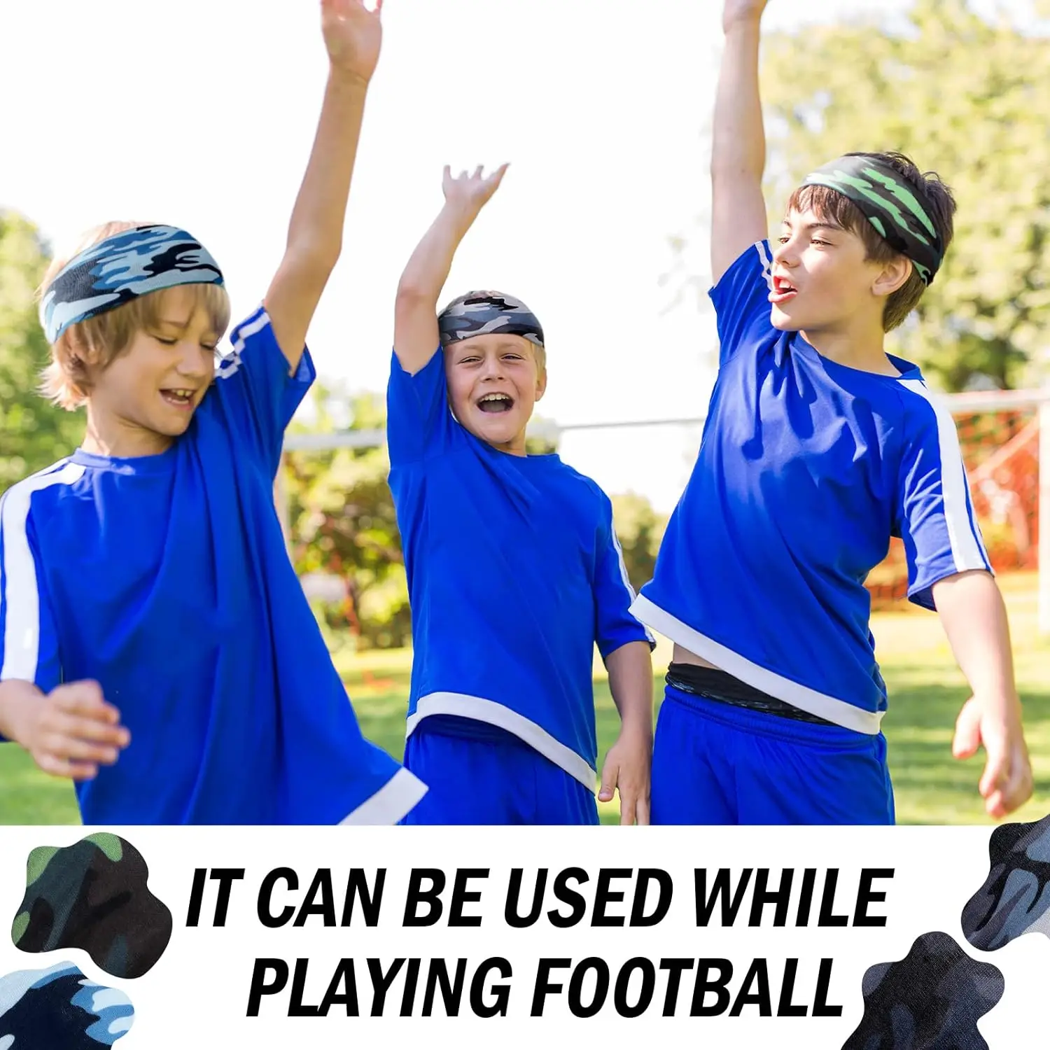 Boys Girls Headbands Kids Sports Sweatbands Camo Elastic Athletic Wicking Hairbands Football Soccer Workout Running Headwrap - Image 2