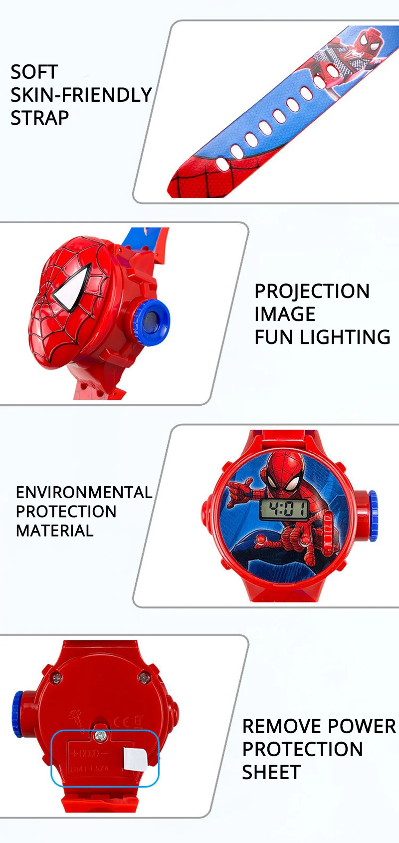 Fashion Spider-Man Projection Kids Watches for Boys Captain America Iron Man Children's Watch Digital Clock Student Toys Gifts - Image 6
