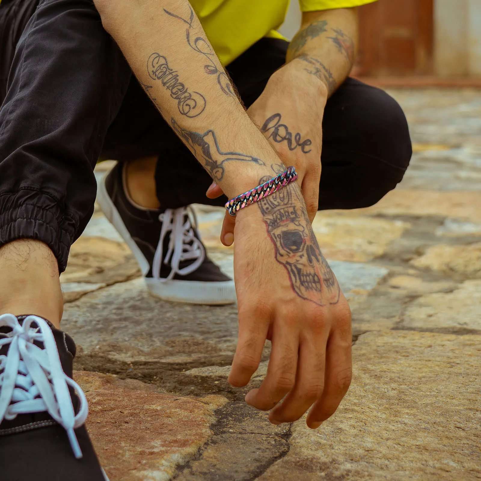 Colorful Cuban Chain Bracelets for Men Boys,Stainless Steel Links Wristband,Classic Hip Hop Jewelry Gifts - Image 3