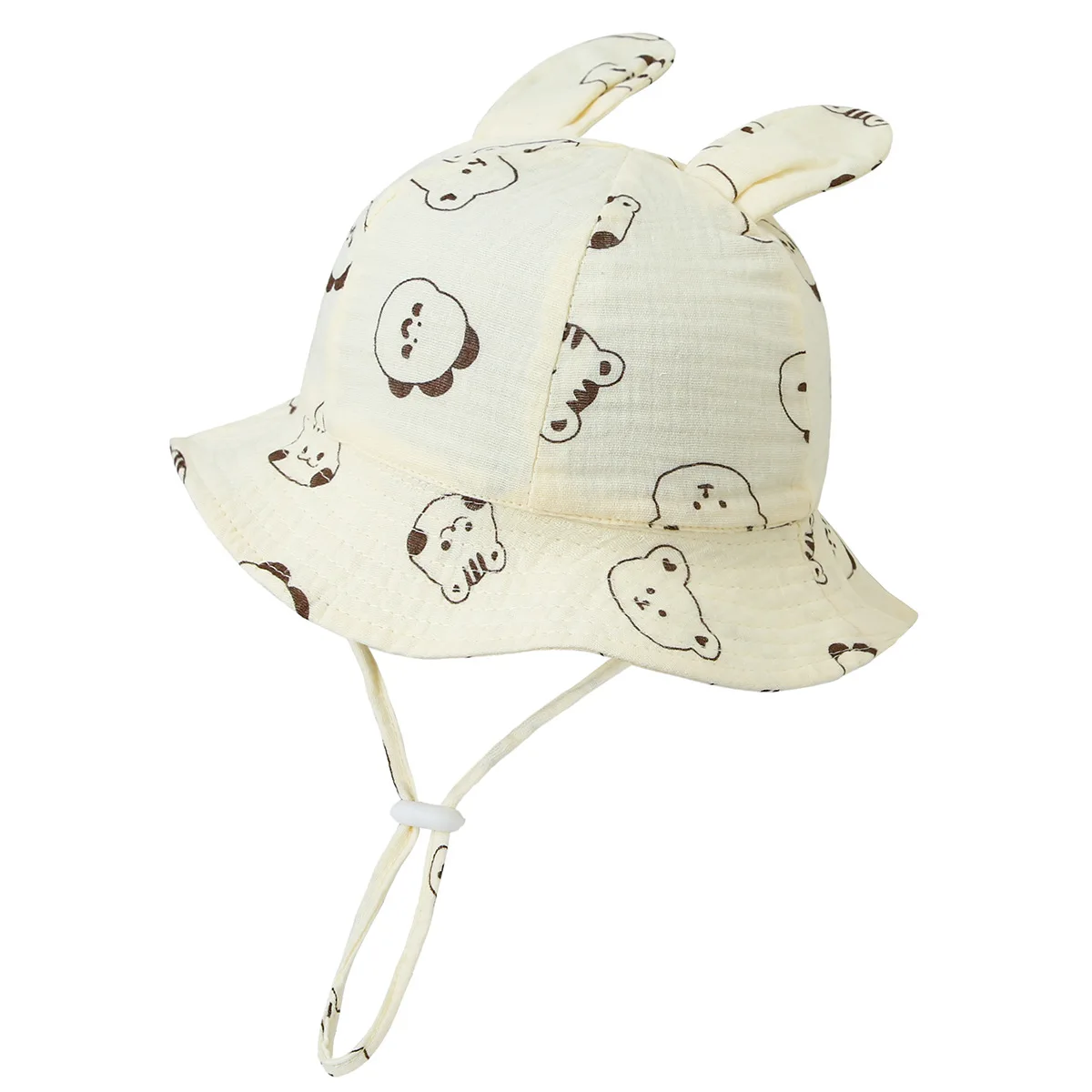 Spring Autumn Soft Baby Bunny Ear Bucket Hat Muslin Cotton Fisherman Hats Children Summer Toddler Boys Girls Panama Sun Caps Kid - Image 5