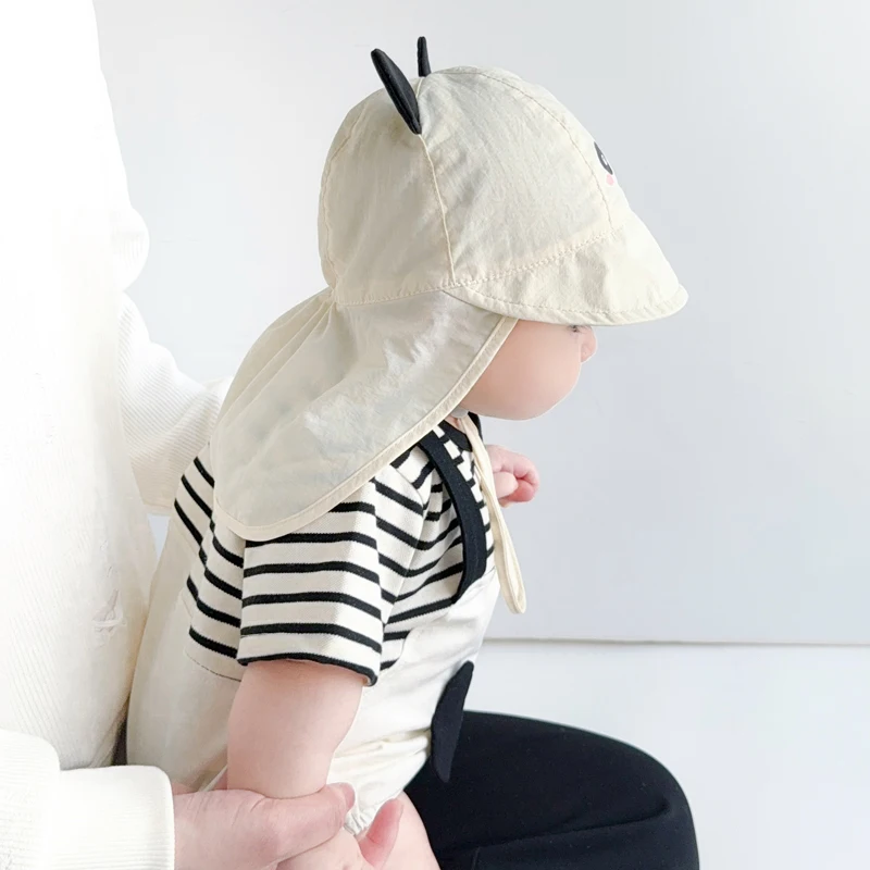 Cute Baby Summer Hat with Shawl Cartoon Kids Sun Hats for Girls Boys Neck Protection Baby Baseball Cap Children Panama Hat 3-12M - Image 2