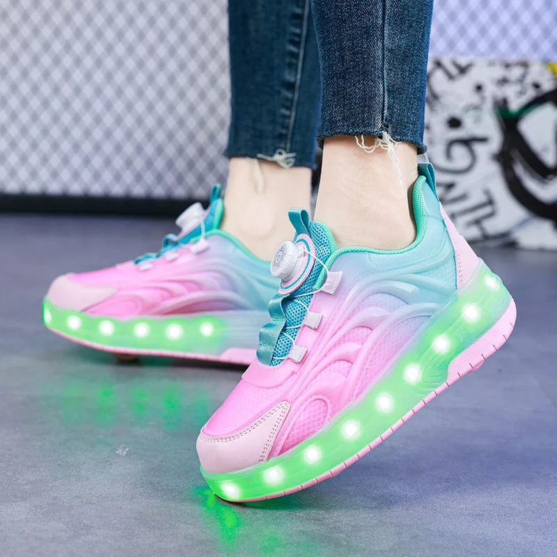 Two Wheels Children's Led Light Roller Skate Shoes For Kids Boys Girls Glowing Sports Luminous Sneakers Skateboard USB Charging - Image 3
