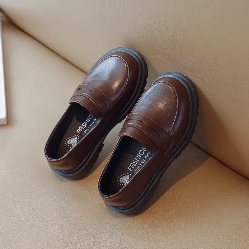 Britain Style Children's Leather Shoes for Boys 2025 Spring New Girls Retro Black Single Shoes Soft Moccasin Shoes for Children - Image 5