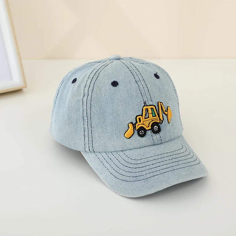 Baby Boy Cap Bulldozer Embroidered Washed Cotton Summer Children Baseball Caps Baby Girl Hat 50-54cm Suitable for 2-8 Years Kids - Image 2