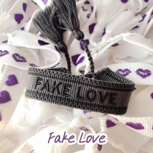 Woven Concert Bracelets with Purple Hearts, Lettering SPRING DAY, BOY WITH LUV. Jewelry Gift for You and your loved ones