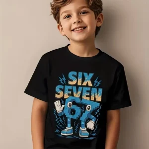 Funny Six Seven Italian Brainrot 67 Number Graphic Print T-Shirt Boy/Girl Summer Short Sleeved Kids Loose Comfortable Tshirt Top