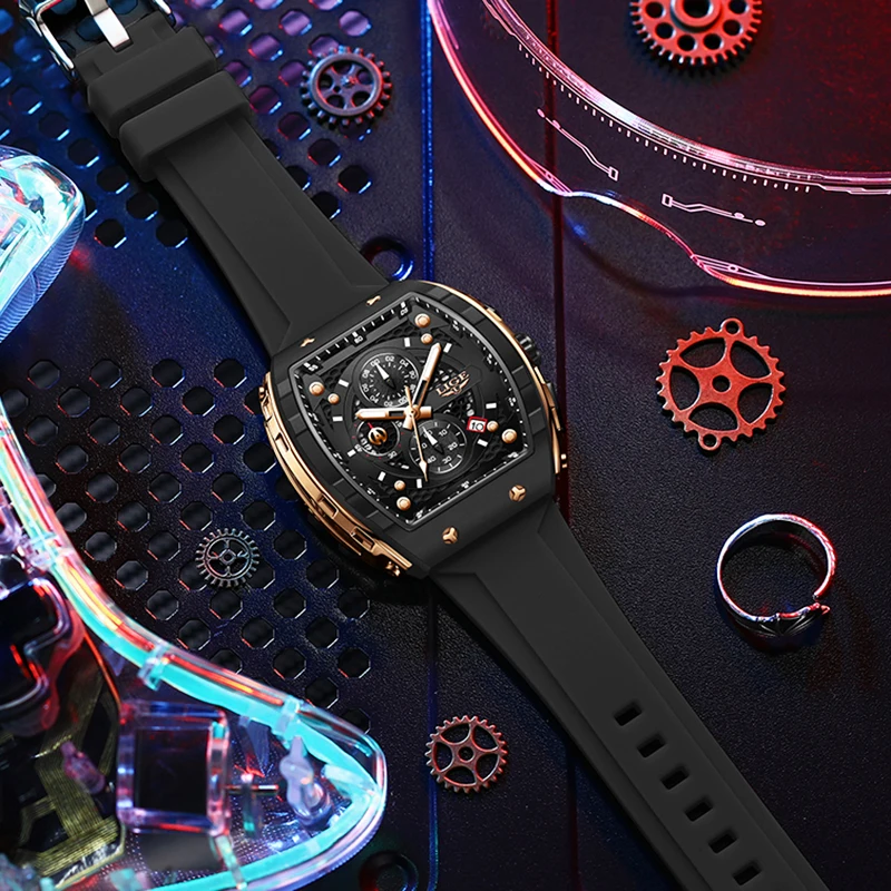 LIGE Man Watch Fashion Luxury Waterproof Silicone Strap Quartz Men's Watches Luminous Sports Auto Date Chronograph Simple Clocks - Image 3