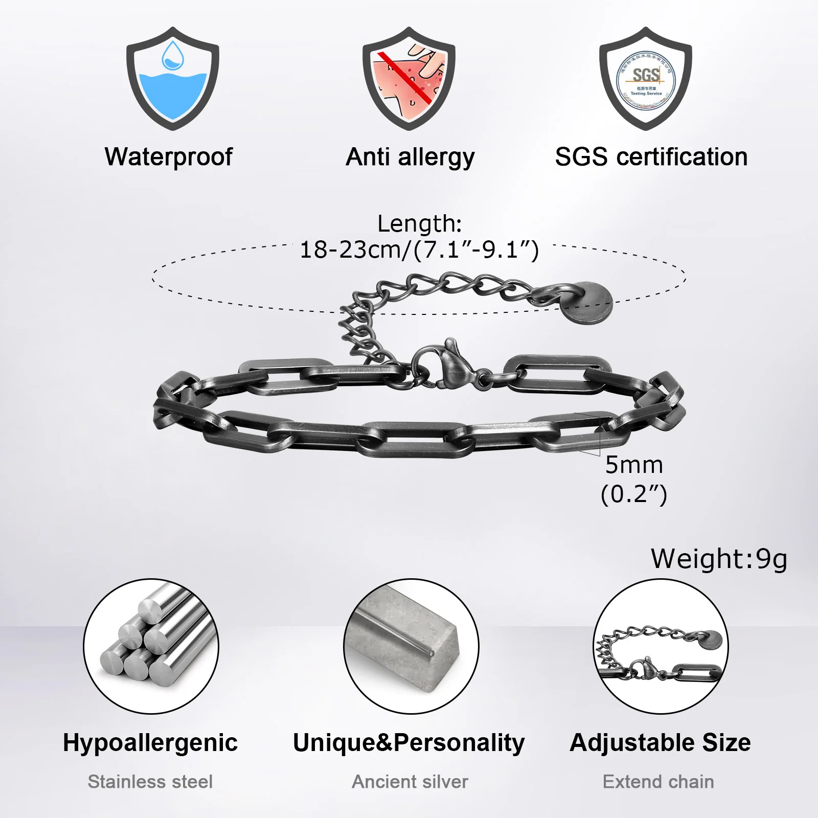 Vintage Chain Bracelets for Men Boys,Byzantine Stainless Steel Braided Link Wristband,Retro Jewelry Birthday Father Gifts - Image 5