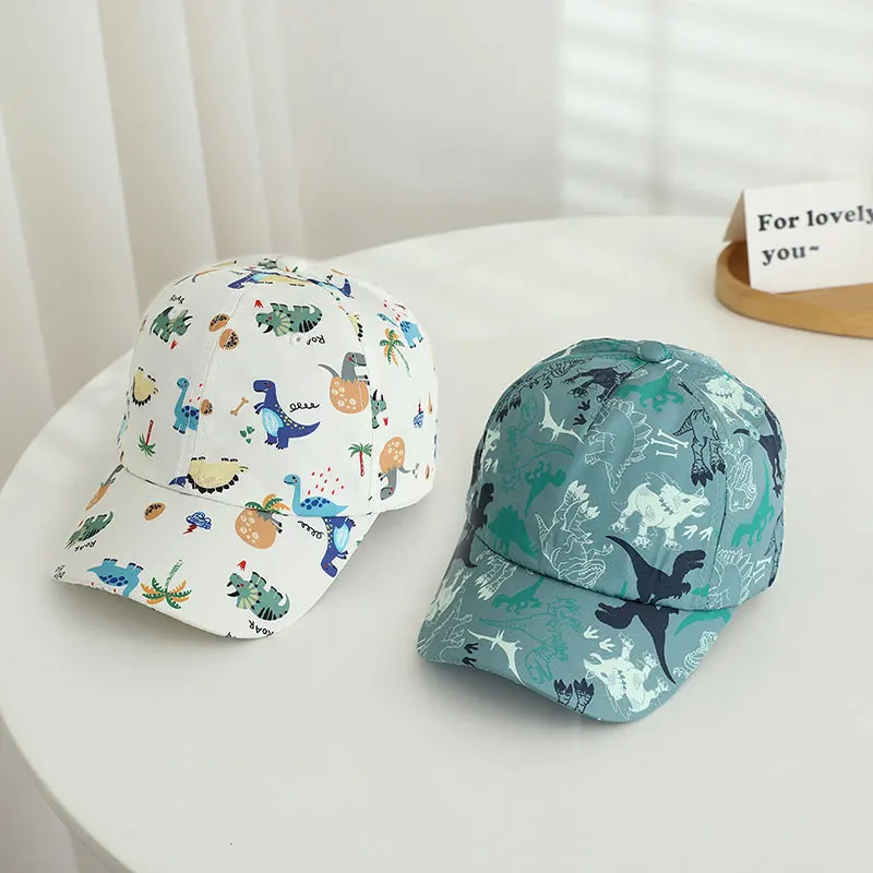 Print Dinosaur Children Baseball Cap Fashion Boys Sunshade Peaked Caps 2-6Year Kids Duck Tongue Hat Baby Outdoor Sunshade Visors