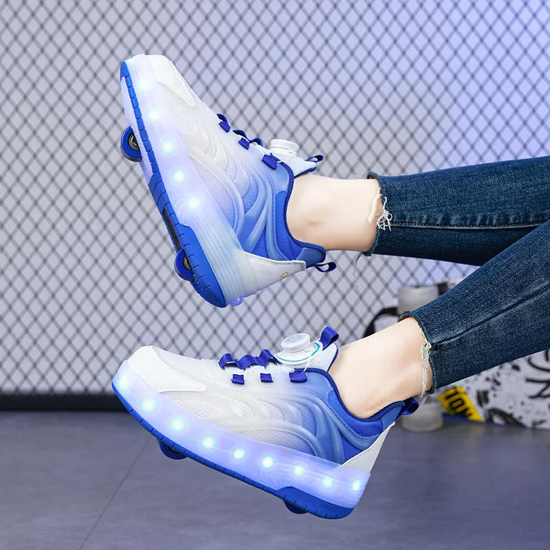 Two Wheels Children's Led Light Roller Skate Shoes For Kids Boys Girls Glowing Sports Luminous Sneakers Skateboard USB Charging - Image 2