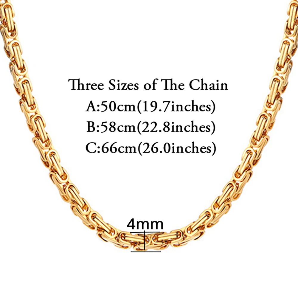 Gold Color Stainless Steel 4mm Byzantine Link Chain Bracelets Necklace For Women Men Fashion Party Wedding Jewelry Sets Gifts - Image 3