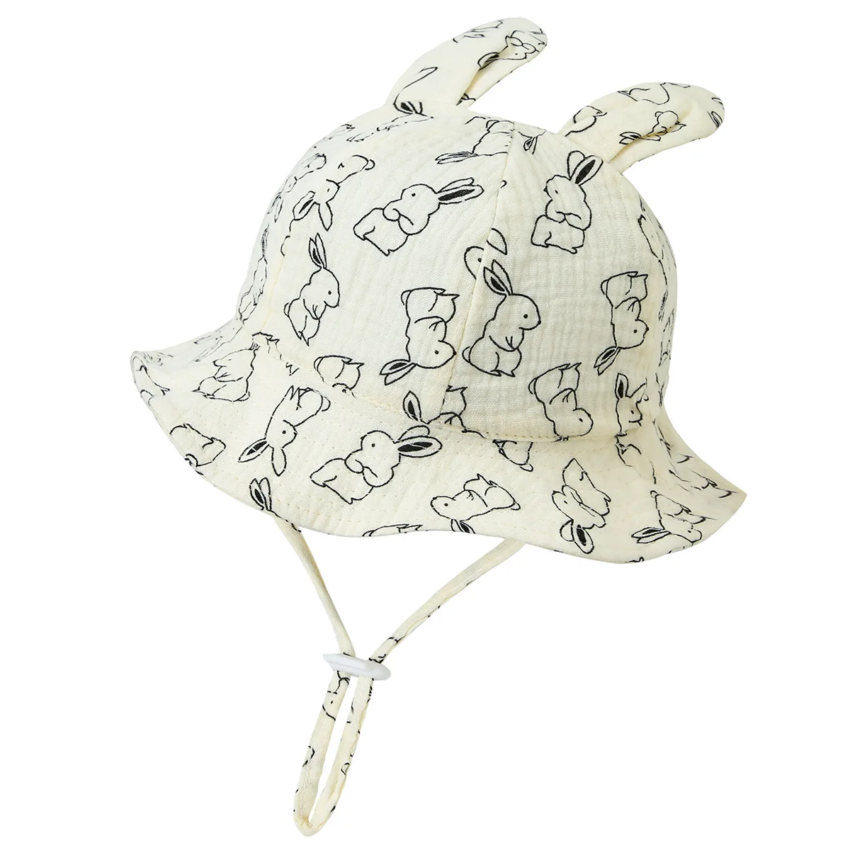 Spring Autumn Soft Baby Bunny Ear Bucket Hat Muslin Cotton Fisherman Hats Children Summer Toddler Boys Girls Panama Sun Caps Kid - Image 6