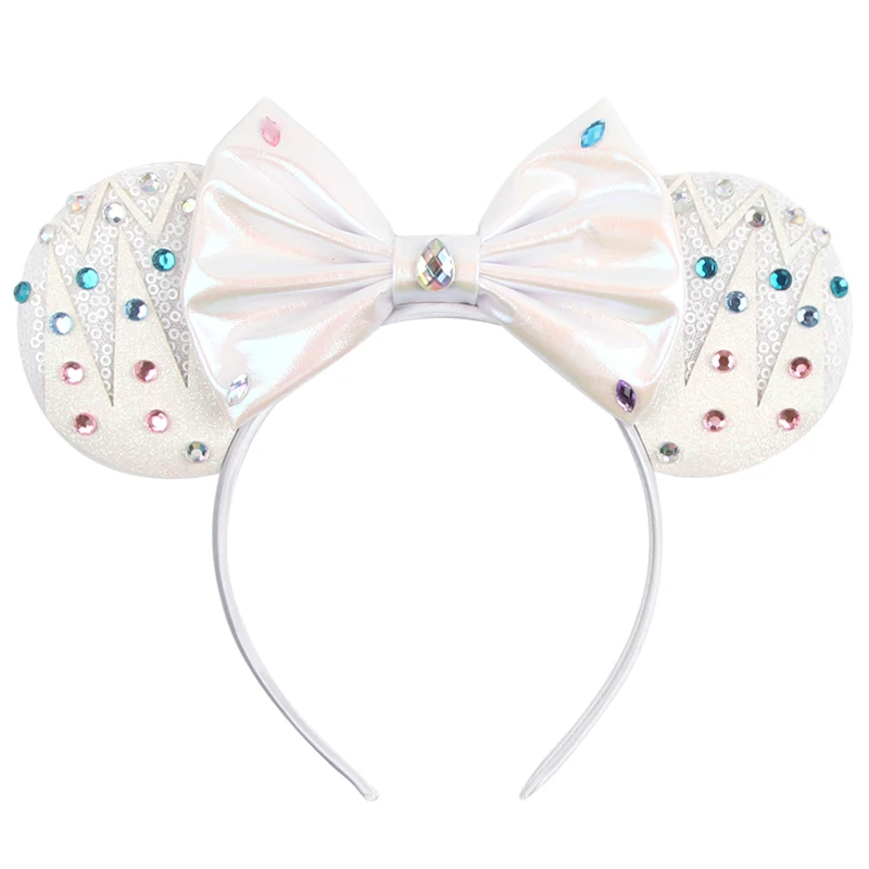 NEW Frozen Snowflake Mouse Ears Headband Girls Boys Sequin 5"Bow Hairband Christmas Festival Party Cosplay Hair Accessories - Image 2
